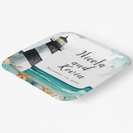 Hochzeit des Leuchtturms Pappteller (Gewinkelt)