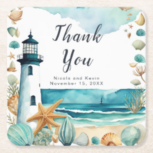 Hochzeit des Leuchtturms Rechteckiger Pappuntersetzer