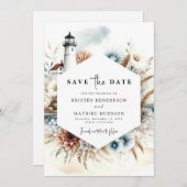 Hochzeit des Leuchtturms "Romantic Whimsical Typog Save The Date (Vorne/Hinten)
