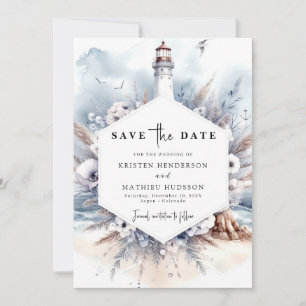 Hochzeit des Leuchtturms "Romantische Ozeanwellen" Save The Date