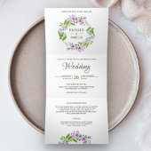 Hochzeit des lila Fotos der Wasserfarben Dreifach Gefaltete Einladung