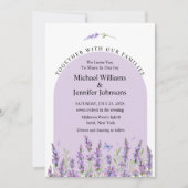 Hochzeit des lila Fotos mit elegantem Lavendel Einladung (Vorderseite)