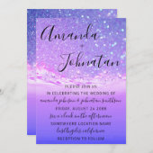 Hochzeit des Lila Ocean Spark Waves Ocean Beach Einladung (Vorne/Hinten)