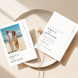 Hochzeit des Minimalistisch Beach Destination Foto Einladung