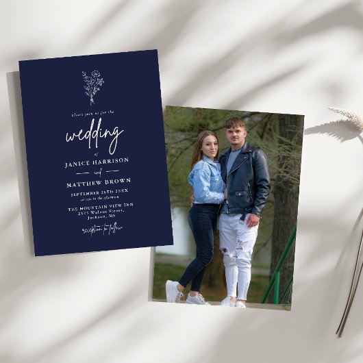 Hochzeit des Minimalistischen Botanischen Fotos Na Einladung