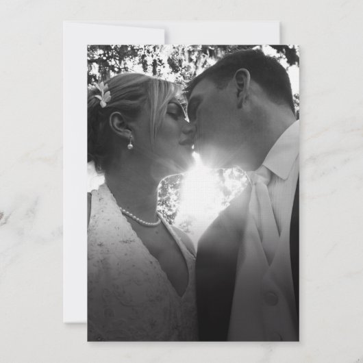 Hochzeit des Minimalistischen Fotos in Blau und We Einladung (Rückseite)