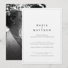 Hochzeit des Minimalistischen Fotos in Grautönen Einladung
