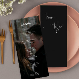 Hochzeit des Minimalistischen Fotos Menükarte