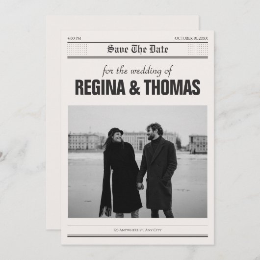 Hochzeit des Minimalistischen Fotos Save The Date (Vorne/Hinten)