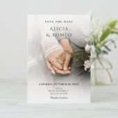 Hochzeit des Minimalistischen Fotos Save The Date (Stehend Vorderseite)