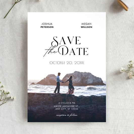 Hochzeit des Minimalistischen Fotos Save The Date