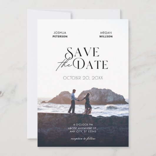 Hochzeit des Minimalistischen Fotos Save The Date (Vorderseite)