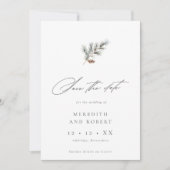 Hochzeit des Minimalistischen Kiefernwaldes im Win Save The Date (Vorderseite)