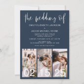 Hochzeit des Minimalistischen QR-Codes von Navy Bl Einladung (Vorderseite)