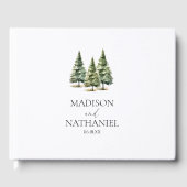 Hochzeit des Minimalistischen Winterschneewaldes Gästebuch (Vorderseite)