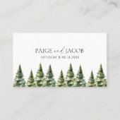 Hochzeit des Minimalistischen Winterschneewaldes Platzkarte (Rückseite)