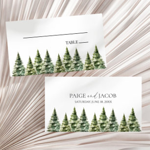 Hochzeit des Minimalistischen Winterschneewaldes Platzkarte