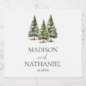 Hochzeit des Minimalistischen Winterschneewaldes Schaumweinetikett (Einzelnes Label)