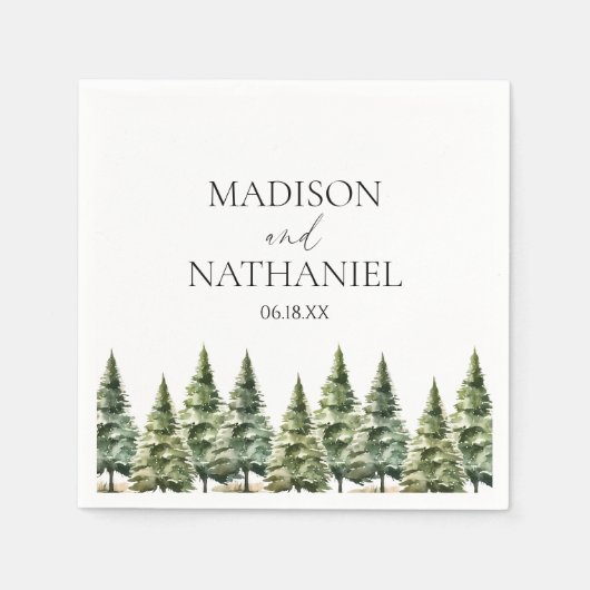 Hochzeit des Minimalistischen Winterschneewaldes Serviette (Vorderseite)