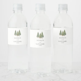 Hochzeit des Minimalistischen Winterschneewaldes Wasserflaschenetikett
