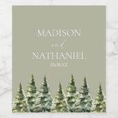 Hochzeit des Minimalistischen Winterschneewaldes Weinetikett (Einzelnes Label)