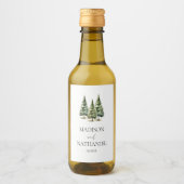 Hochzeit des Minimalistischen Winterschneewaldes Weinetikett (Vorderseite)