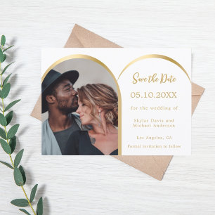 Hochzeit des modernen Fotos aus Weißgold Save The Date