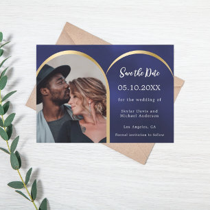 Hochzeit des modernen Fotos in Navy Save The Date