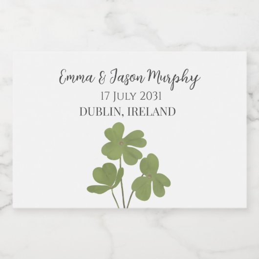 Hochzeit des modernen grünen Irischen Kleeblatts Alkoholflaschenetikett (Einzelnes Label)