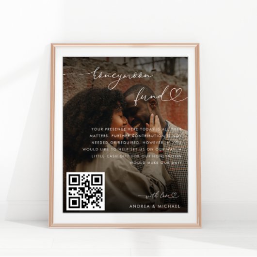 Hochzeit des modernen Heart Script Foto Honeymoon Poster
