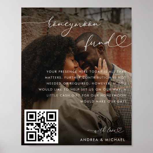 Hochzeit des modernen Heart Script Foto Honeymoon  Poster (Vorne)