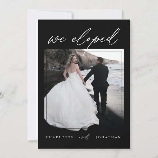 Hochzeit des modernen Schwarz-Weiß-Fotos Einladung (Rückseite)