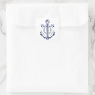 Hochzeit des Nautic Navy Blue Boat Ocean Anchor Quadratischer Aufkleber