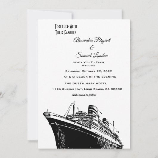 Hochzeit des Nautical Theme Ship Board Einladung (Vorderseite)