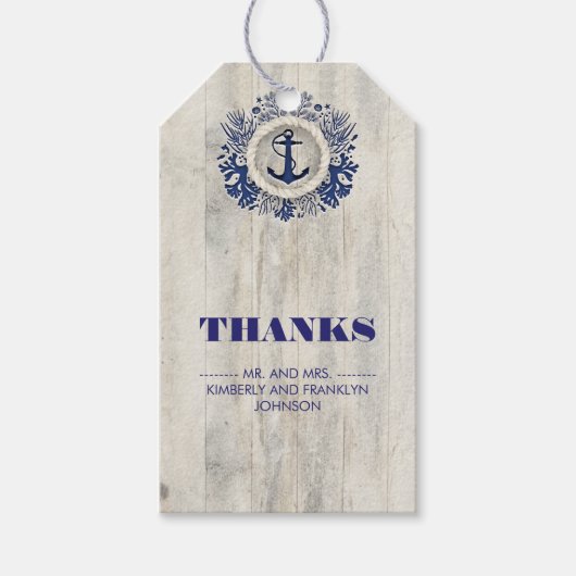 Hochzeit des nautischen Strandes Geschenkanhänger (Vorderseite)