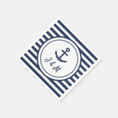 Hochzeit des Navy Anchor Nautical Theme Custom Boa Serviette (Ecke)