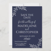 Hochzeit des Navy Blue Botanical Boho Foto Save The Date (Vorderseite)