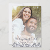 Hochzeit des Navy Blue Botanical Boho Foto Save The Date (Rückseite)