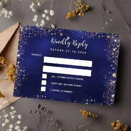Hochzeit des Navy-Blue-Glitzer-RSVP Mitteilungskarte