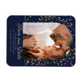 Hochzeit des Navy Blue Gold Glitzer Arch Dome Foto Magnet (Horizontal)