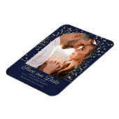 Hochzeit des Navy Blue Gold Glitzer Arch Dome Foto Magnet (Linke Seite)