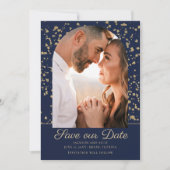 Hochzeit des Navy Blue Gold Glitzer Arch Dome Foto Save The Date (Vorderseite)