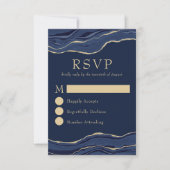 Hochzeit des Navy Blue Marble Agate Gold Glitzer RSVP Karte (Vorderseite)