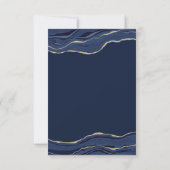 Hochzeit des Navy Blue Marble Agate Gold Glitzer RSVP Karte (Rückseite)
