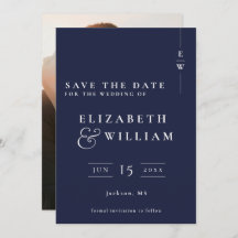 Hochzeit des Navy Blue Modern Monogram Foto