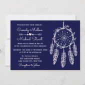 Hochzeit des Navy Blue Native American Dream Catch Einladung (Vorderseite)