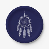 Hochzeit des Navy Blue Native American Dream Catch Pappteller (Vorderseite)