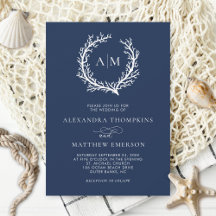 Hochzeit des Navy Blue Nautical Coral Reef