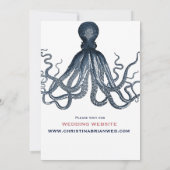 Hochzeit des Navy Blue Octopus Coral Nautical Beac Einladung (Rückseite)