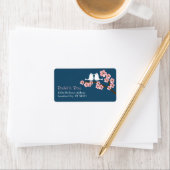 Hochzeit des Navy Blue & Pink Cherry Blossom Sprin Adressaufkleber (Insitu)